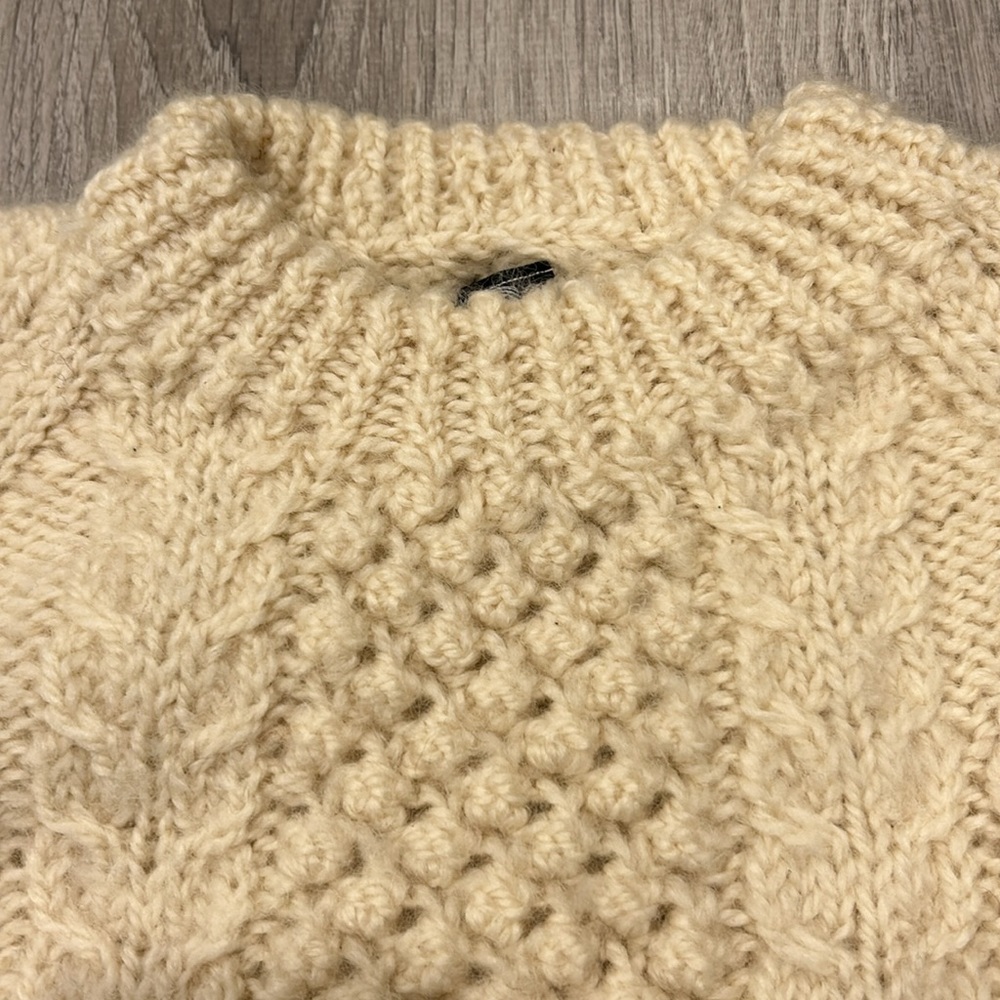 Hand made vintage Greek wool fisherman cable sweater - Picture 7 of 9